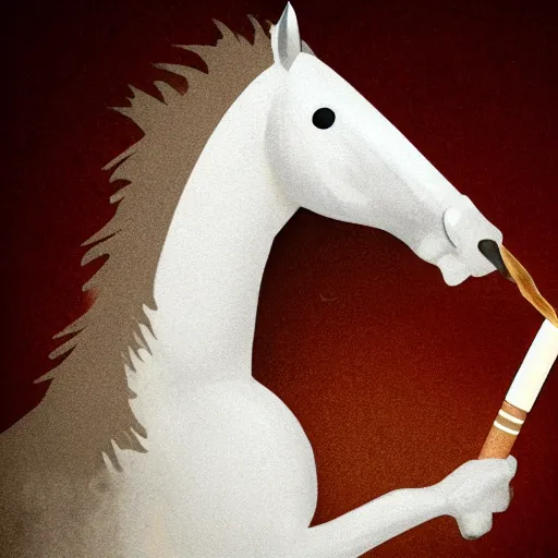 Image similar to an antropomorphic horse wearing a suit smoking a cigar