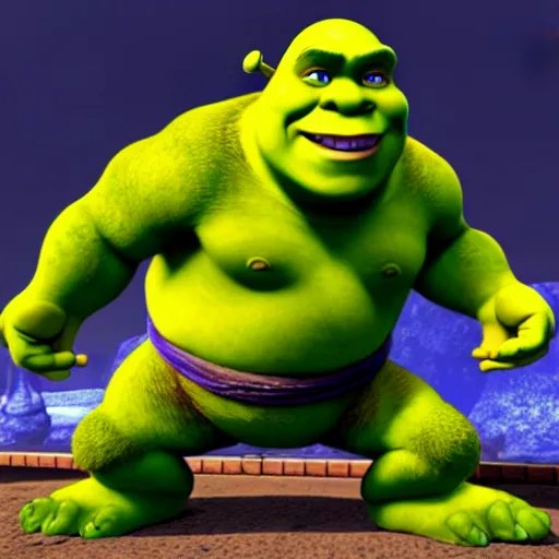Prompt: shrek in super smash bros ultimate, highly detailed, extremely high quality, hd, 4 k, 8 k, professional photographer, 4 0 mp, lifelike, top - rated, award winning, realistic, detailed lighting, detailed shadows, sharp, no blur, edited, corrected, trending