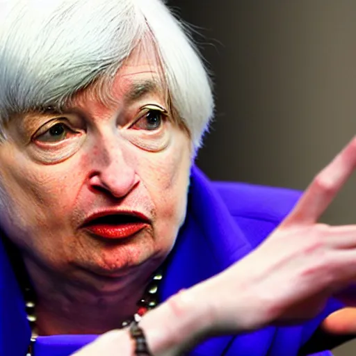 Image similar to Janet Yellen burning up pile of dollars