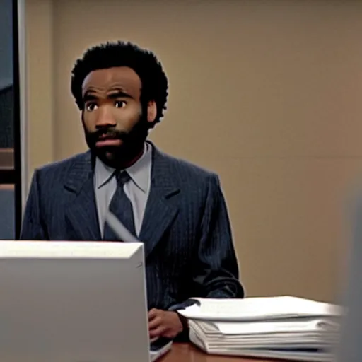 Image similar to a tv still of donald glover starring in the office ( 2 0 0 5 )