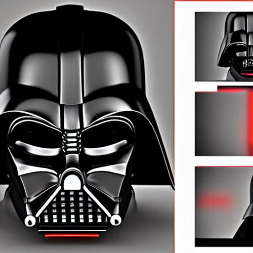 Prompt: darth vader glossy metal mask modeled and rendered using 3 ds max, hdr light studio and v - ray