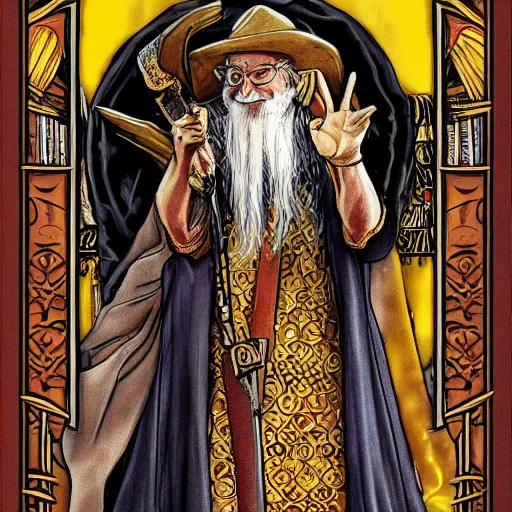 Image similar to Terry Pratchett tarot card, The Emperor, trending on artstation, digital art, detailed, beautiful