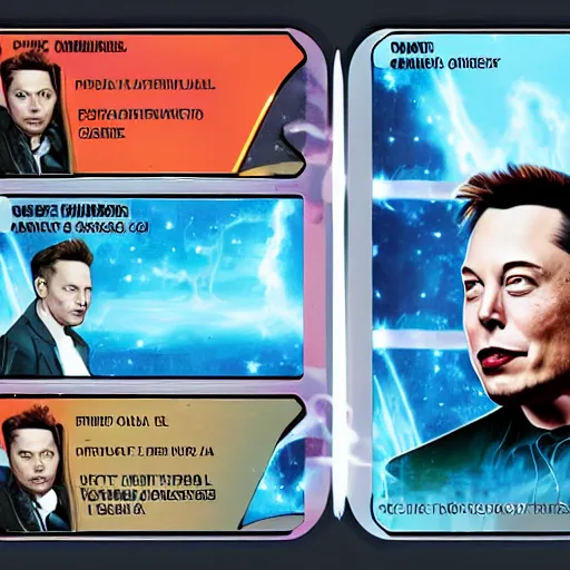 Image similar to elon musk, the trading card game, 8 k digital illustration