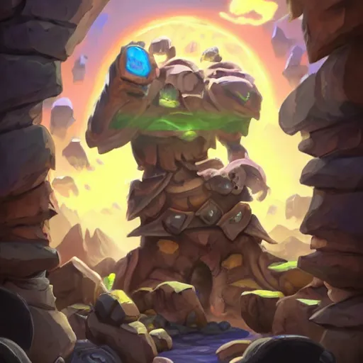 Prompt: ((((rock elemental golem spirit)))), dust and rock theme, hearthstone art style, epic fantasy card game art