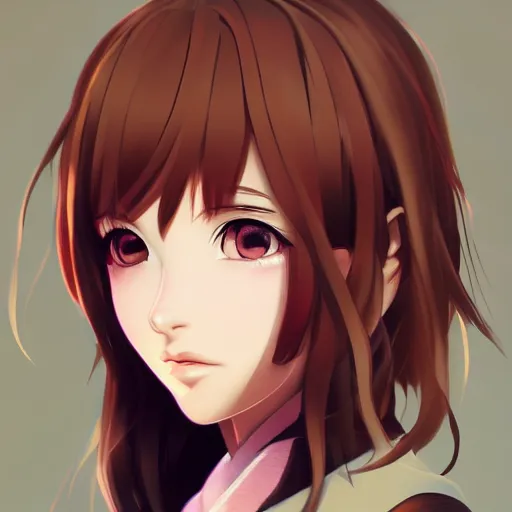 Image similar to character illustration of a brown haired anime girl in the style of ryohei fuke, ilya kuvshinov, concept art, trending, luminecent eyes fine details, realistic shaded lighting, detailed eyes, pretty face