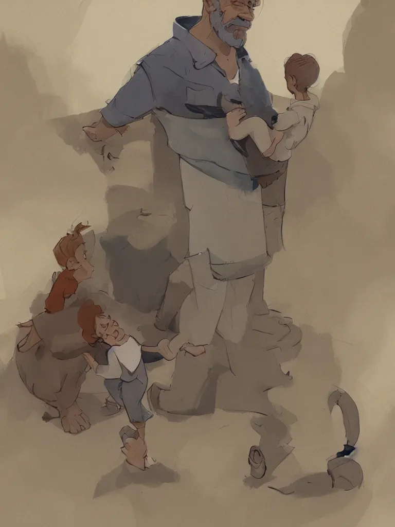 Image similar to father by disney concept artists, blunt borders, rule of thirds