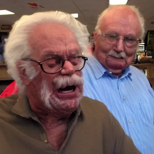Prompt: Grandpa KFC fights with Uncle McDonald