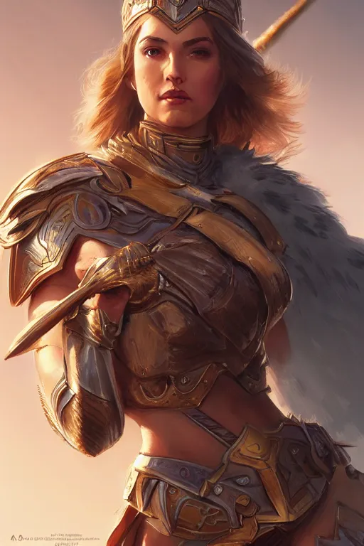 Image similar to amazon valkyrie athena, d & d, fantasy, portrait, highly detailed, headshot, digital painting, trending on artstation, concept art, sharp focus, illustration, art by artgerm and greg rutkowski and magali villeneuve