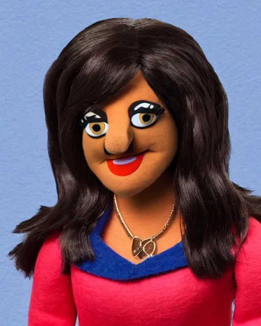 Image similar to kelly kapoor as a muppet. highly detailed felt. hyper real photo. 4 k.