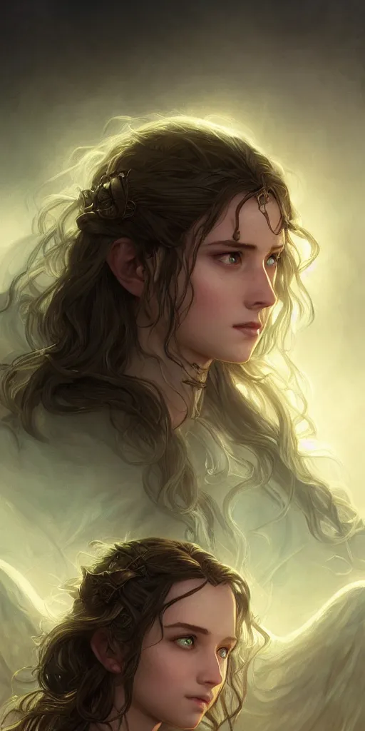 Image similar to girls, lord of the rings, d&D, magic the gathering, ancient, sand, emerald, intricate, highly detailed, digital painting, artstation, concept art, smooth, sharp focus, illustration, Unreal Engine 5, 8K, art by artgerm and greg rutkowski and alphonse mucha