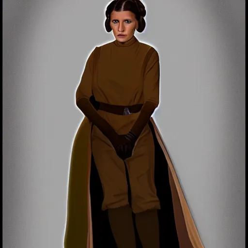 Prompt: digital full body portrait of young princess leia