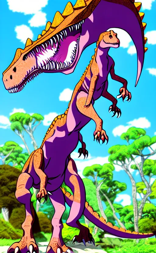 Prompt: dinosaur fantasy world anime style