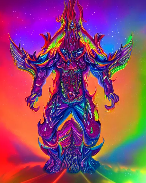 Prompt: psychedelic rainbow flamer of tzeentch, trending on artstation