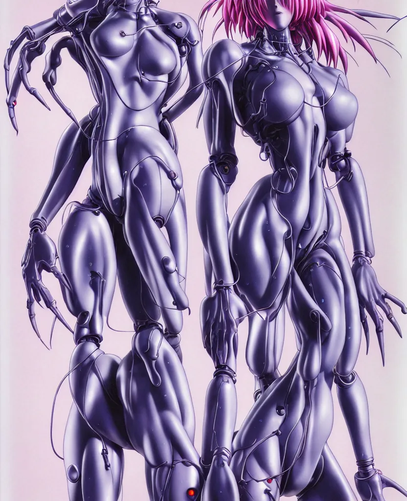 Image similar to full body length realistic detailed image of ultra mega dawn realistic detailed female character rei ayanami symmetrical depth perception masterpiece depth of field action horror gothic vivid colors art by yoshitaka amano by yukito kishiro by yoshiyuki sadamoto by hajime sorayama