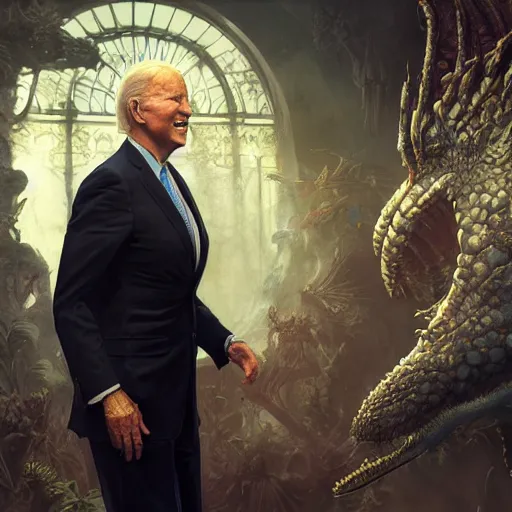 Image similar to president joe biden as reptiliod, conspiracy, ultra realistic, concept art, intricate details, eerie, highly detailed, photorealistic, octane render, 8 k, unreal engine. art by artgerm and greg rutkowski and alphonse mucha