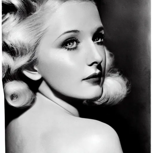 Image similar to portrait of an actress by Cecil Beaton, glamorous Hollywood style lighting, black and white, photorealistic