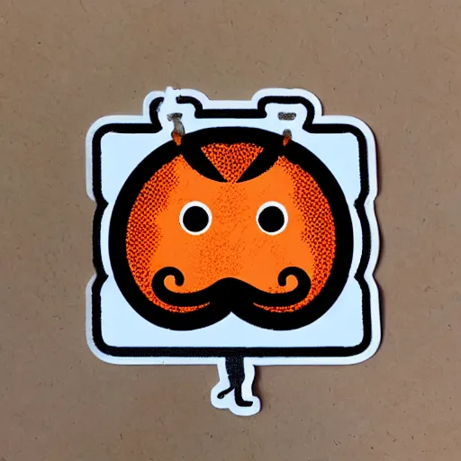 Image similar to sticker of a cute orange squid with a moustache