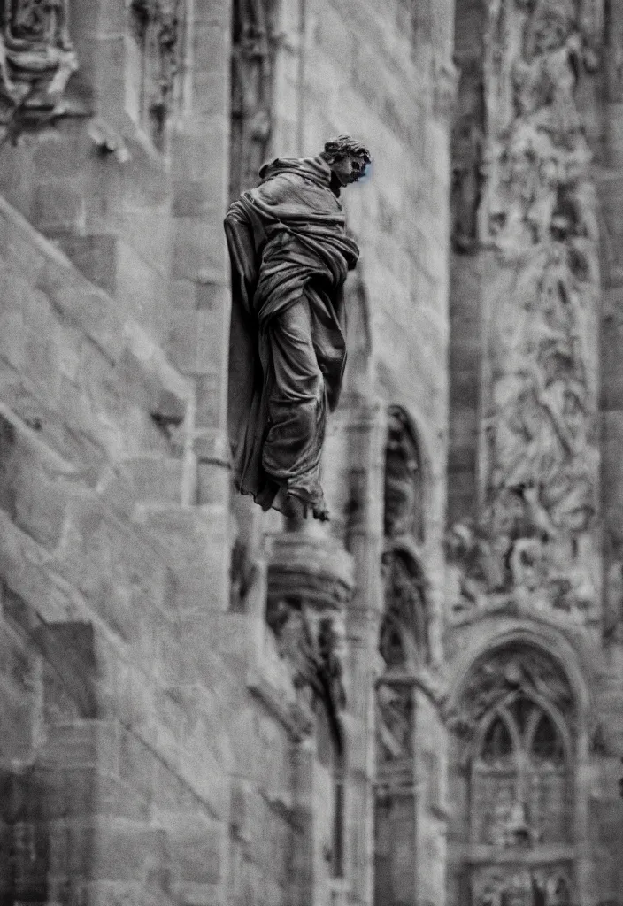 Prompt: a 5 0 mm shot of the hunchback of notre damme