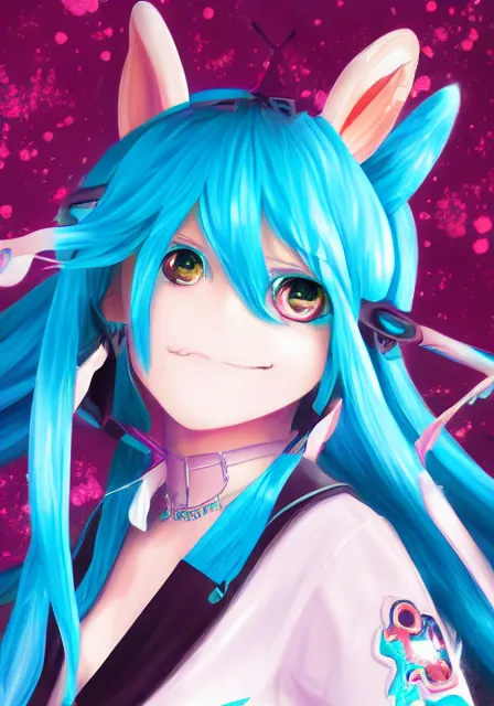 Prompt: A fantasy anime portrait of Hatsune Miku, by Yoneyama Mai and Rossdraws, digtial painting, trending on ArtStation, deviantart, two-dimensional