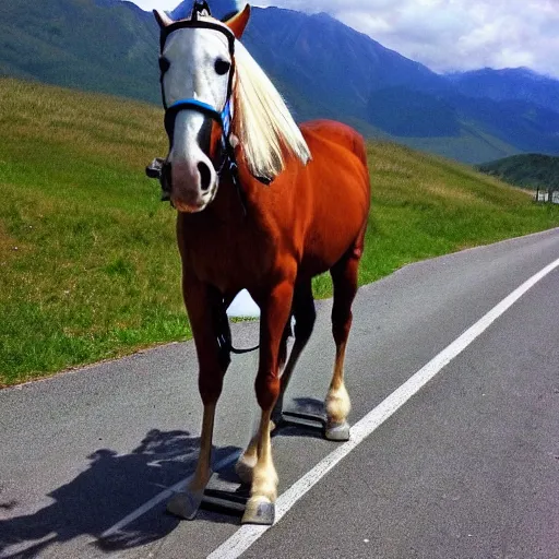 Image similar to horse bicycle!!!, cycling!!, anthropomorphic!!!, mountains, award winning photo,