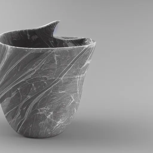 Prompt: a pestel shaded marble sculpture of leaf textured coffee cup by Zaha Hadid , 3d architecture, masterpiece