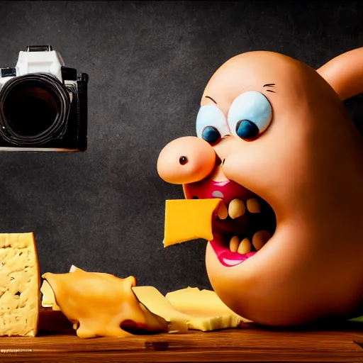 Image similar to a super monster made out of cheese, award winning professional photography, cinematic