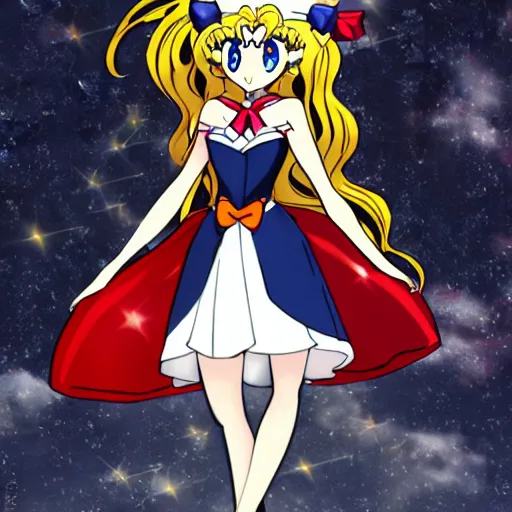 Prompt: a fusion between sailor moon and jeanne dark