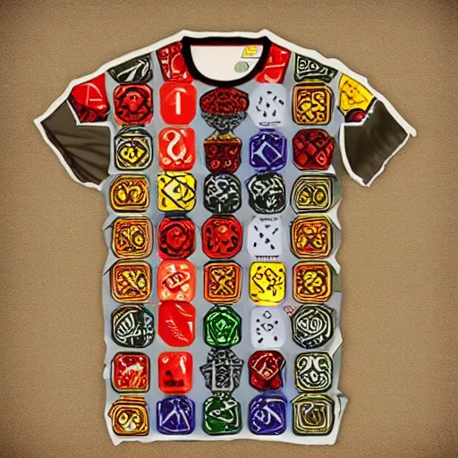 Image similar to dungeons and dragons dice roll on a tshirt