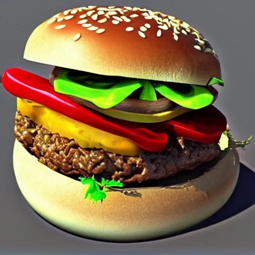 Prompt: a very realistic picture of a hamburger with french fried , ultra realistic, hyper detail,