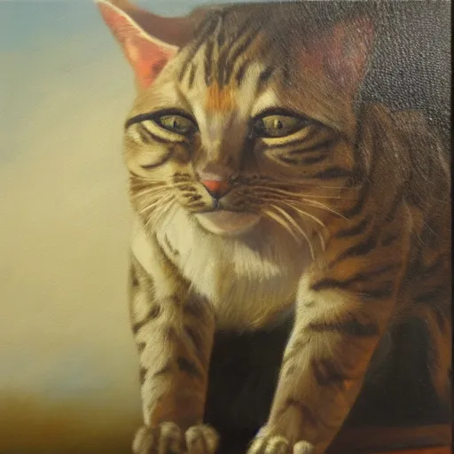 Image similar to oil in canvas of an old king cat