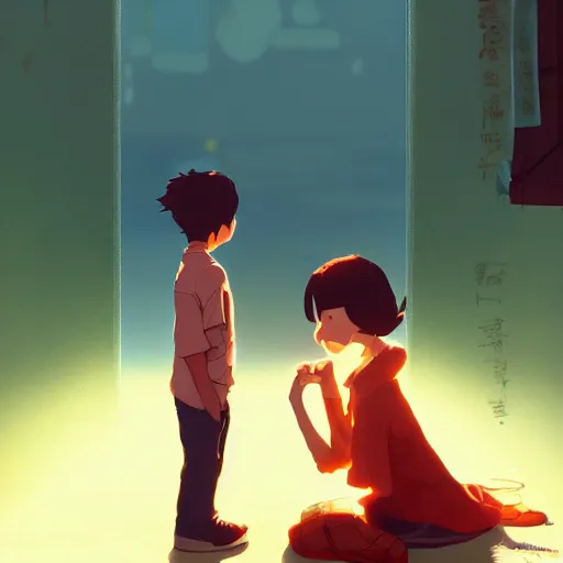 Image similar to an untold love story, during the lockdown period, the two couples gonna miss each other, cory loftis, james gilleard, atey ghailan, makoto shinkai, goro fujita, studio ghibli, rim light, exquisite lighting, clear focus, very coherent, plain background