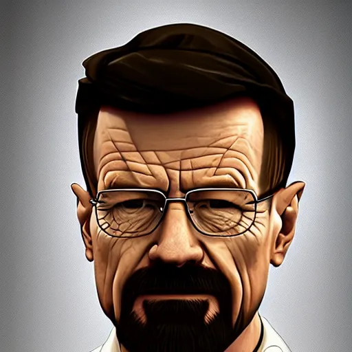 Image similar to Walter White with zoomer haircut , face shot, portrait, detailed face, close-up, realistic, lifelike, studio lighting, cinematic