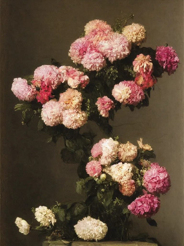 Image similar to gorgeousflowers by Fantin Latour, oil on canvas