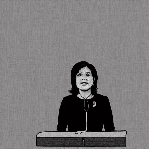 Image similar to digital art of leni robredo in a public speaking, drawn by derpixon,