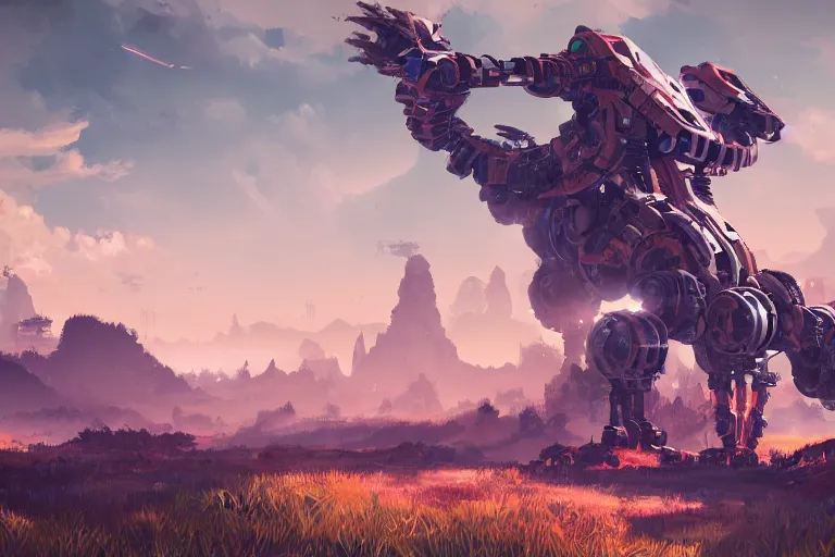 Image similar to stalker machine mecanical creature robot of horizon forbidden west horizon zero dawn bioluminiscence global illumination ray tracing hdr fanart arstation by ian pesty and alena aenami artworks in 4 k