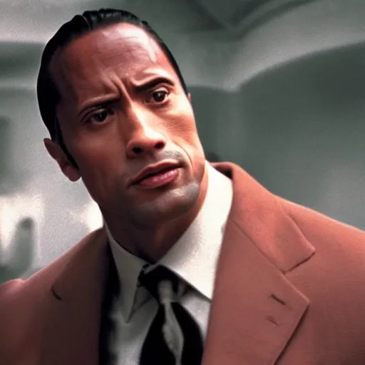 Prompt: Still of Dwayne Johnson from the GodFather (1980), 8k photography