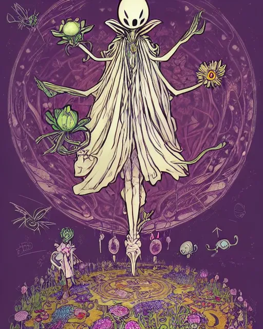 Image similar to the platonic ideal of flowers, sprouting, insects and praying of cletus kasady carnage dementor chtulu mandala ponyo alice in wonderland dinotopia watership down, hollow knight, d & d, fantasy, ego death, mdma, dmt, psilocybin, concept art by greg rutkowski and simon stalenhag and alphonse mucha