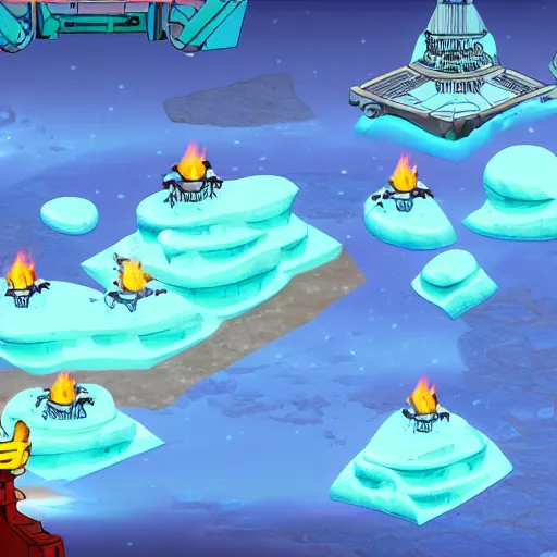 Prompt: mamut frozen on big ice block, futurama screenshot