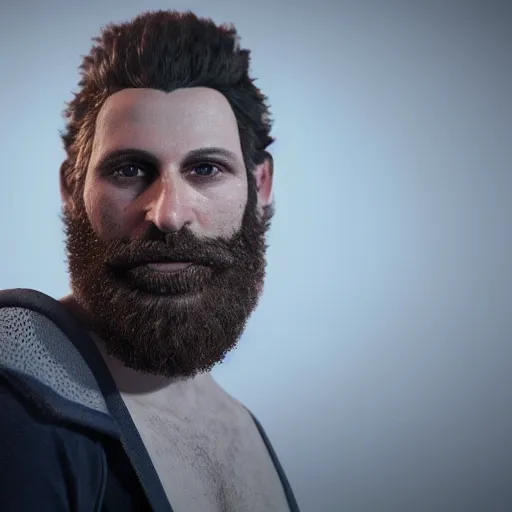 Prompt: portrait of jacques, hyper realistic, beard, no hair, octane render, cinematic, movie screenshot,