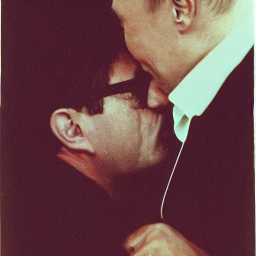 Image similar to vladimir putin kissing zelinsky with a nuclear explosion in the background