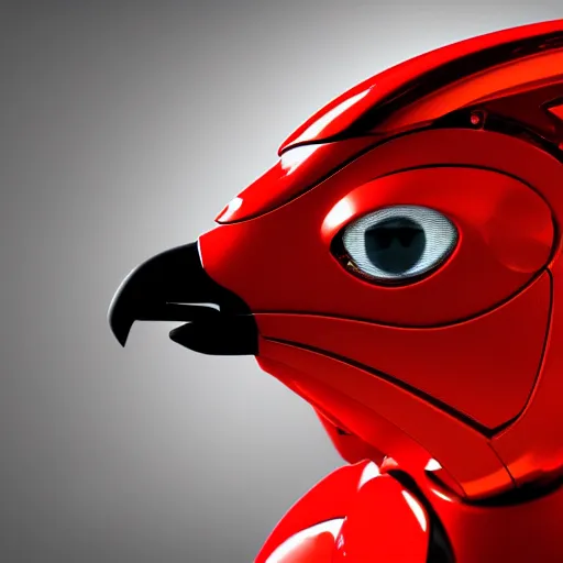 Image similar to fantasy wallpaper of a robotic hawk ,red themed,science fiction