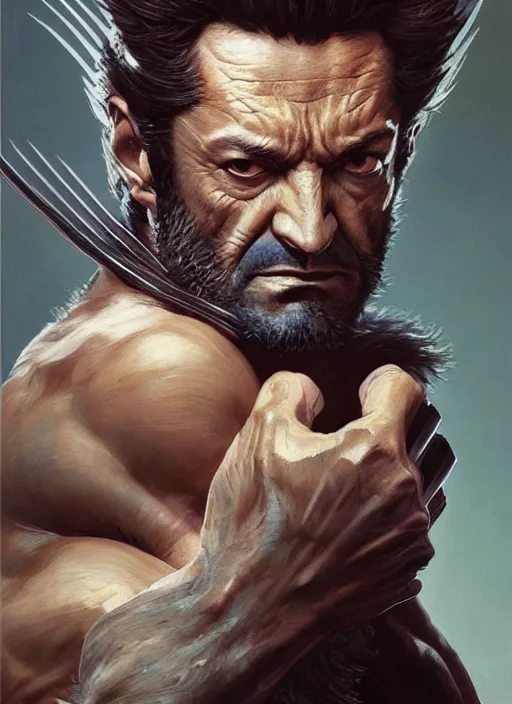 Prompt: Portrait Wolverine, marvel comics, dark, intricate, highly detailed, smooth, artstation, digital illustration by Ruan Jia and Mandy Jurgens and Artgerm and Wayne Barlowe and Greg Rutkowski and Frank Frazetta