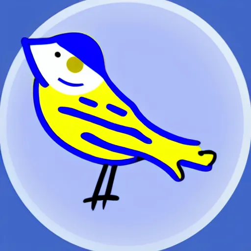 Prompt: blue and yellow icon of a bird