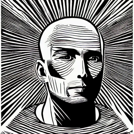 Image similar to portrait of saitama by mcbess and shepard fairey