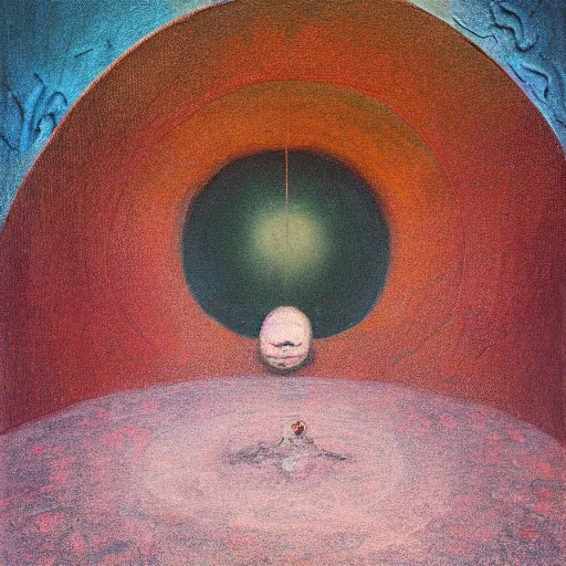 Prompt: shadow lost in sad childhood memories, dome of memoria, mental health, derealisation, disconnected, resignation, melancholy, oil painting, by francis bacon, emotional conflict, universal background, hd, k, trending on artstation, paradoxal, perfect framing, neo - expressionism, expressive, masterpiece, by beksinski