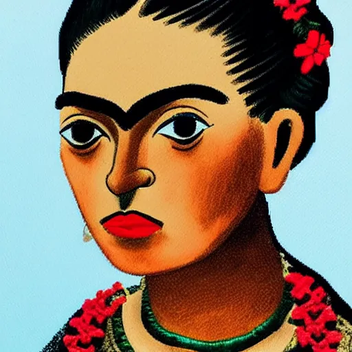 Image similar to a woman figure in the style of frida kahlo
