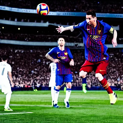 Prompt: Messi dunking on Ronaldo,