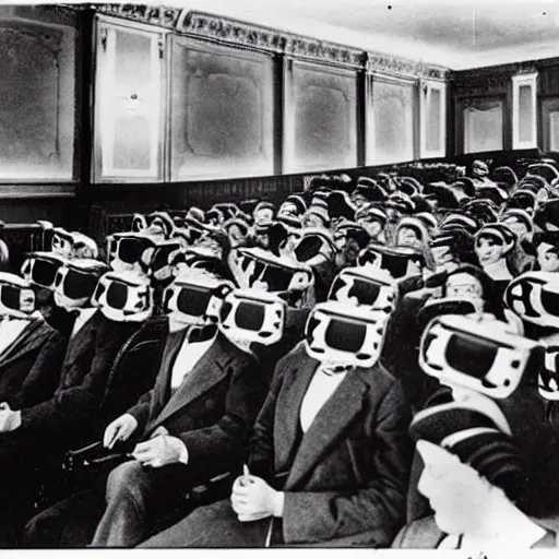 Image similar to cinema audience wearing vr headsets in the 2 0 s