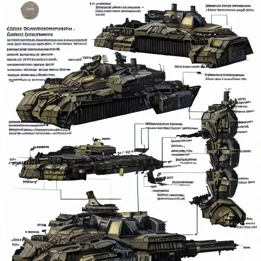 Prompt: schematic of a giant war machine