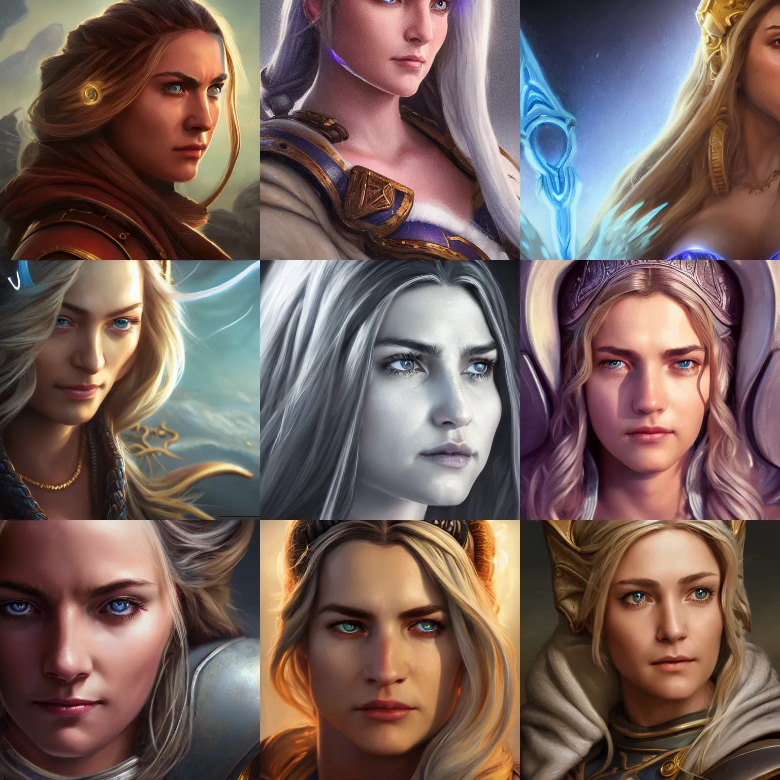 Prompt: hyperrealistic portrait model of jaina proudmoore! 5 amazing details 8 k beautiful ultra realistic sharp focus cinematic lightning highly detailed, digital painting, artstation, concept art, smooth, sharp focus, in the style of jrodger dean, moebius, michael whelan, and gustave dore character portrait, close up, wide angle, ultra realistic, intricate details